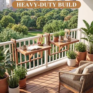 <span class=keywords><strong>Table</strong></span> suspendue personnalisée <span class=keywords><strong>pour</strong></span> <span class=keywords><strong>balcon</strong></span>, <span class=keywords><strong>table</strong></span> pliante en bois d'acacia <span class=keywords><strong>pour</strong></span> balustrade, hauteur et largeur réglables, bureau de <span class=keywords><strong>balcon</strong></span> extérieur - Product Image 2