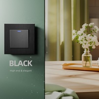 Interrupteur d'éclairage de luxe MEZEEN 1 voie avec indicateur LED nocturne, panneau en aluminium brossé haut de gamme, interrupteur à bouton-poussoir simple voie