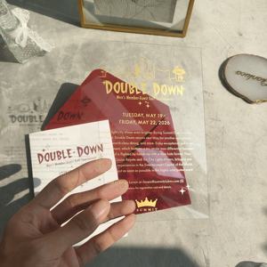 Sobre Clásico de Terciopelo Rojo para Invitación de Boda, Invitaciones de Boda de Acrílico Transparente con Detalles en Dorado, Juego de Tarjetas de Invitación - Product Image 2