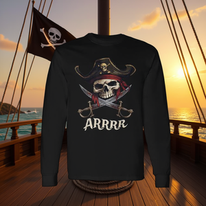 Camiseta de manga larga con diseño de calavera y espadas piratas - Product Image 3