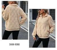 Sweat-shirts à demi-zip pour femmes, vestes pull en polaire, vêtements pour femmes, nouvelle collection, vêtements chauds, manteaux d'hiver à carreaux pour 2024