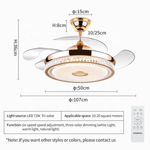 Ventilador de techo 845S 110V 220V 42 pulgadas aspas ocultas con altavoz - Product Image 3