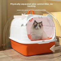 Bac à litière pour chat entièrement fermé en plastique ABS, anti-odeur, extra-large, anti-éclaboussures, portable, toilette de grande taille
