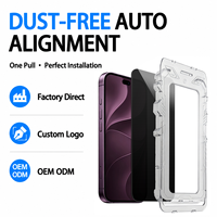 Protection d'écran en verre trempé HD 9H sans poussière, personnalisable avec logo OEM/ODM, directement de l'usine, pour iPhone 18 Pro Max avec kit d'alignement automatique