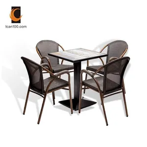 En iyi fiyat dış mekan yemek masası seti Rattan mobilya 4 koltuk sandalyeler ve masa bahçe mobilyaları veranda mobilya takımı