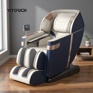 Fauteuil de massage 3D de luxe pour tout le corps, inclinable à gravité zéro avec fonctions intelligentes, en cuir PU blanc et bleu - Product Image 3