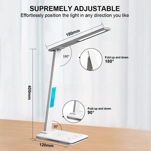 Lámpara de escritorio LED con cargador inalámbrico, luz nocturna de 10W, reloj despertador digital, pantalla de temperatura, lámpara de mesa de estudio con protección para los ojos - Product Image 5