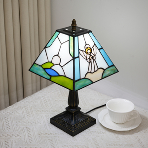 White Angel Stained Glass <strong>Table</strong> Lamp, Creative Angel Decor Desk Lamps, Birthday Gift for Grandma Aunt Birthday Gift - Product Image 5