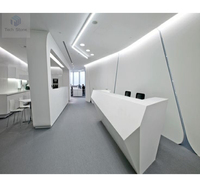 Comptoir d'accueil en pierre artificielle diamantée, finition blanche convexe, pour hôtel, hôpital, école et centre commercial - Utilisation commerciale écologique