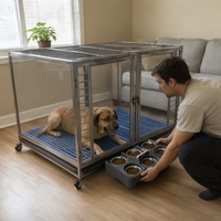 Cage pour chien Overlord Small Fat Dog, cage pour chien en acier inoxydable et verre résistante aux morsures, niche intérieure durable pour chien avec plateau intégré
