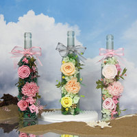 Boîte cadeau en cuir personnalisée pour fleurs éternelles, bouteille de vin rouge, artisanat DIY, ornements décoratifs finis, fleurs séchées