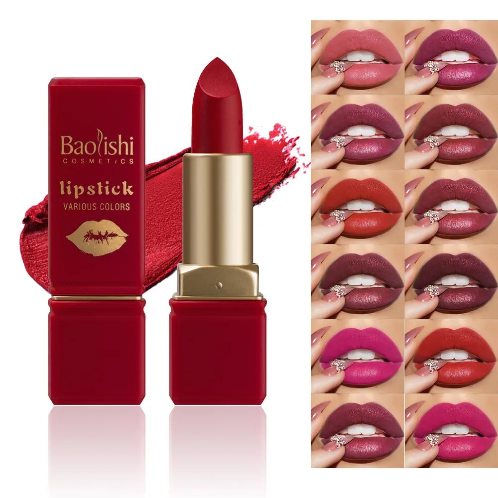 Custom Private Label New No Cruelty Fashion Women's Lipstick Matte Whole Box Lipstick Set Waterproof Gel Herbal Lipstick Case