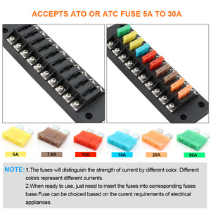 Bloc de fusibles à lame 10 voies pour entrées et sorties, support de fusibles pour fusibles ATC/ATS/287/257 pour automobile, camion, bateau, marine, camping-car - Product Image 3