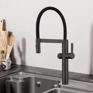 Nhà Máy Trực Tiếp Màu Đen Sàn Gắn Nóng Lạnh 3 Cách Nhà Bếp Mixer Tap Giá Tap Nước Lọc Vòi Nước - Product Image 1