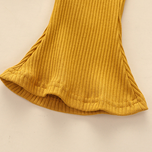 Conjunto de Ropa para Bebé Niña de 1 a 3 Años, Primavera-Verano, Mono de Tirantes de Color Sólido con Pantalones con Campanas, Venta al Por Mayor - Product Image 6