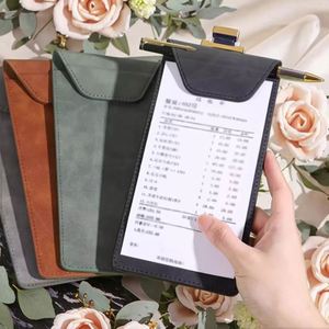 A6 PU Leather Menu <b>Clipboard</b> Engraved Logo Bill Folder Durable Magnetic Bill Holder for Restaurants Hotels Welcome Gifts Modern - Product Image 1