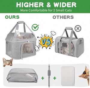 Échantillon gratuit de sac de transport pour 2 chats, sac de transport souple pour chat, petit chien, sac de transport pliable approuvé par les compagnies aériennes pour chat de grande taille - Product Image 2