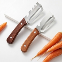 Premium 2-in-1 multifunctionele aardappel- en groenteschiller van roestvrij staal met houten handvat voor de keuken