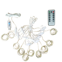 Guirlandes lumineuses LED à anneau USB télécommandées, blanc chaud, pour rideaux de Noël, lumières féériques extérieures IP44, pour fenêtres et décorations de maison