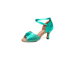 Chaussures de <span class=keywords><strong>danse</strong></span> latine en satin de soie pour femmes, souliers de bonne qualité, doux, 7 côtés noués, L353 - Product Image 6