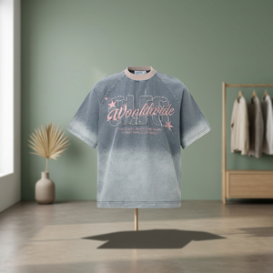 T-shirt pour homme avec logo personnalisé, manches courtes, col rond, coton, appliqué, streetwear, t-shirt surdimensionné, broderie 3D, patch appliqué - Product Image 1