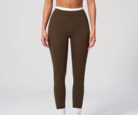 Leggings de yoga côtelés taille haute effet seconde peau, style européen-américain, color-block, pour femme, avec effet gainant ventre plat