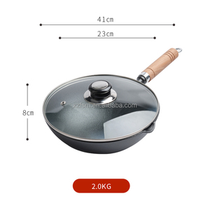 Pre-Dày Dạn Đúc Sắt Chảo <span class=keywords><strong>12</strong></span> Inch Đầu Bếp Của Chảo Pan Với Rót Vòi Tay Cầm Bằng Gỗ Đúc Sắt Chảo - Product Image 5