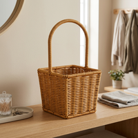 Panier Cadeau de Rangement pour Fleurs en Rotin PP 100% Tressé à la Main, Écologique, Imperméable et Gain de Place, avec Poignées – Idéal Fête des Mères