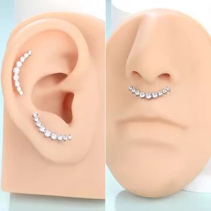 Pendientes de Cartílago de <span class=keywords><strong>Acero</strong></span> <span class=keywords><strong>Inoxidable</strong></span> 316L con Circonitas, Diseño de Luna, Estrella y Tulipán, Joyería de Piercing para Mujer, Nueva Tendencia 2026 - Product Image 2