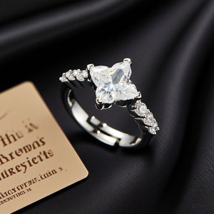Star Shaped <b>Adjustable</b> <b>Ring</b> With Micro Set Zircon Stones Fashion Jewelry Gift For Index Finger - Product Image 4