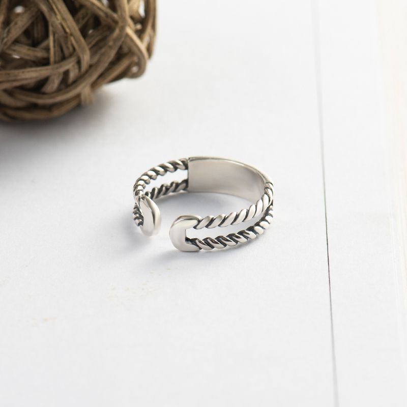 Anelli In Argento Sterling 925 Autentico (nero) Per Donna, Aperti - Foto 5