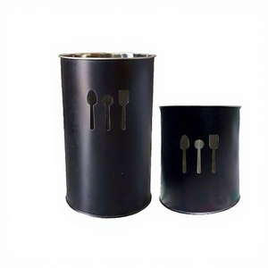 Support de rangement cylindrique en métal noir pour vaisselle, type sur pied, durable, finition peinture cuite, à un seul niveau, pour cuisine - Product Image 3