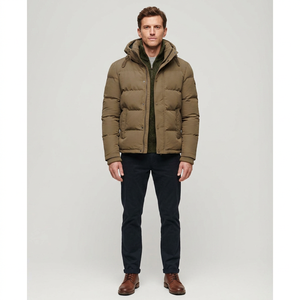 Veste matelassée personnalisée en toile avec fermeture éclair et poches, respirante et à séchage rapide, col montant, hiver, homme, service OEM - Product Image 1