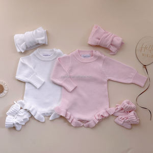 Body piatte piatte in maglia Jacquard con volant tutina a manica lunga in cotone pagliaccetto personalizzato Preemie taglie Private - Product Image 3