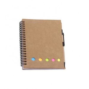 Spiral <b>Notebook</b> with Kraft Paper Cover, Pen Holder, Sticky Notes, Page Marker, Colored Index Tabs - Lined Notepad - Product Image 3