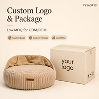 Yangyangpet Premium Cordstoff Gold Rundes Rutschfestes Hundebett mit Luxuriösem Design