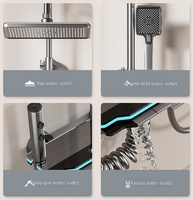 Ensemble de douche gris anthracite en laiton, ensemble de douche thermostatique à affichage numérique pour salle de bain, pommeau de douche à jet doux effet pluie, vente en gros
