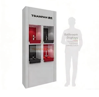 Meuble de salle de bain vertical multi-compartiments en panneau écologique avec éclairage LED, pour robinet et évier