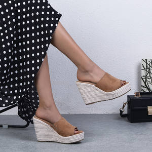 Sandales espadrilles à talons hauts pour femmes, chaussures d'été à semelle épaisse et décontractée, Mules à semelle compensée - Product Image 5
