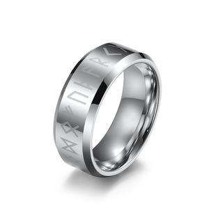 Norse Mythology Viking Script <b>Tungsten</b> Steel Ring With Runes Unisex Jewelry Gift Black 8mm - Product Image 5