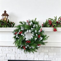 Couronne de Noël en herbe de pin artificielle, en PE+PVC, ne s'effiloche jamais, pour intérieur et extérieur, décoration murale ou de porte