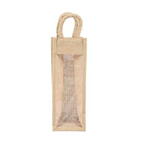 Vente en gros Couvercle de bouteille transparent en jute avec fermeture ouverte Meilleur prix Sacs à cosmétiques pour étui à bouteille de vin - Product Image 4