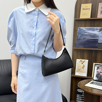 Sac à bandoulière pour femme en cuir PU, sac sous le bras, couleur unie simple, style décontracté pour femme, sac à main