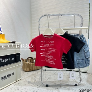 <span class=keywords><strong>T</strong></span>-Shirt Estiva per Bambini e Bambine <span class=keywords><strong>con</strong></span> Stampa Argyle in Twill Compresso Stile Preppy in Cotone Manica Corta Abbigliamento per Bambini all'Ingrosso OEM - Product Image 4