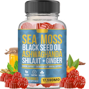 Etiqueta Himalayan Shilajit Gummies con 100% Shilajit Sea Moss Black Seed <span class=keywords><strong>Ashwagandha</strong></span> All in One Energy Boost Gummies - Product Image 1