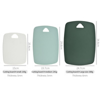 Juego de 3 Tablas de Cortar de Plástico con Código de Color, Tablas de Cortar Nórdicas Macaron con Orificio Triangular para Colgar, Superficie Antideslizante