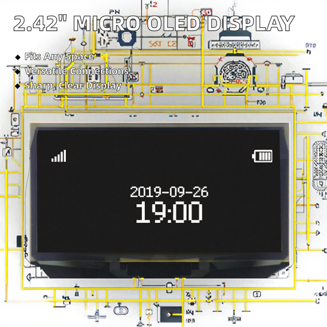 2.42 Inch Micro OLED Panel SSD1309 128x64 Graphic White Display with 8-Bit Parallel SPI/I2C Interface PMOLED