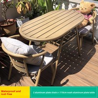 Ensemble table et chaises trois pièces en alliage d'aluminium pour balcon, design minimaliste moderne, mobilier de loisirs extérieur pour cour