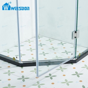 Porte de douche en verre trempé en acier inoxydable à charnière sans cadre pour salle de douche Weisdon Chrome Diamond - Product Image 4