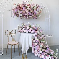 Chemin de table artificiel en fleurs violettes pour centres de table de mariage, décoration d'allée et de scène de réception